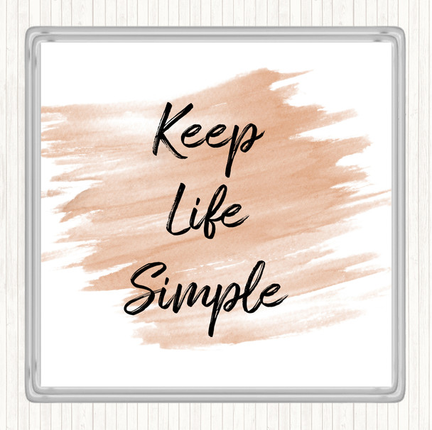Watercolour Keep Life Quote Coaster