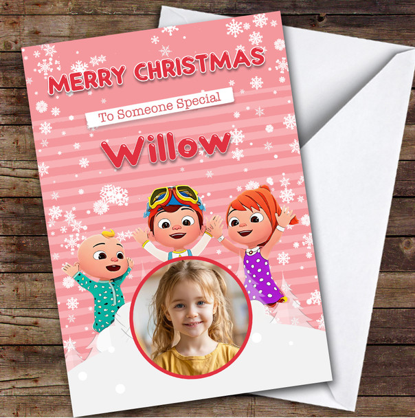 Pink Cocomelon Photo Custom Kids Personalised Christmas Card