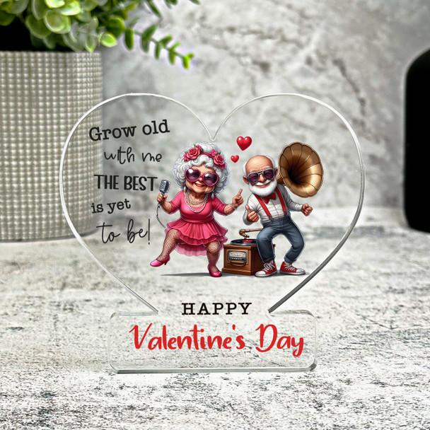 Funny Valentine's Gift For Partner Grow Old With Me Keepsake Heart Plaque