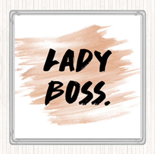 Watercolour Lady Boss Quote Coaster