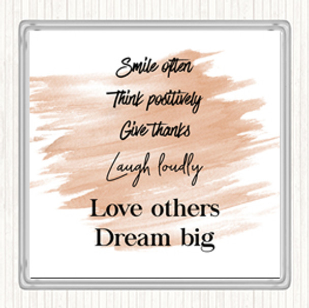 Watercolour Laugh Loudly Quote Coaster