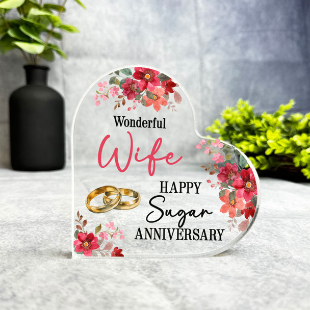 Sugar 6th Wedding Anniversary Gift For Wife Keepsake Side Heart Ornament Plaque