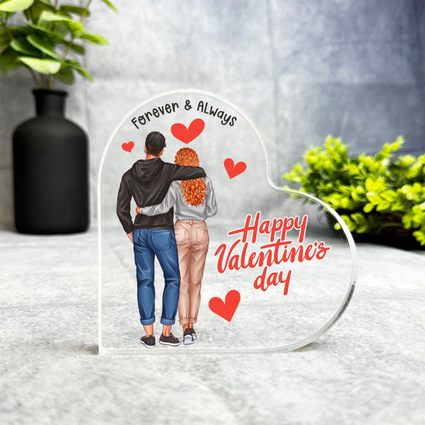 Valentine's Day Gift Couple Curly Red Hair Girl Keepsake Side Heart Plaque