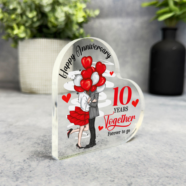 10 Year 10th Wedding Anniversary Gift Forever To Go Keepsake Side Heart Plaque