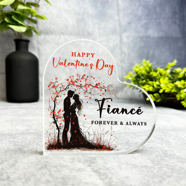 Valentine's Gift For FiancÃ© Red Floral Tree Keepsake Side Heart Ornament Plaque