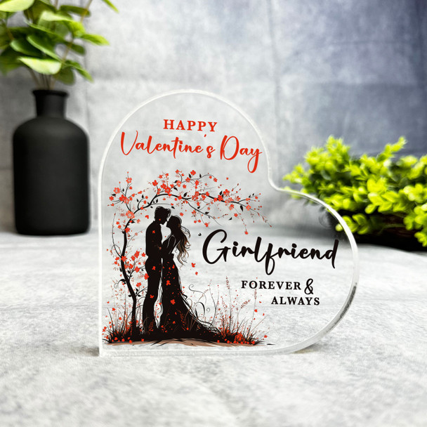 Valentine's Gift For Girlfriend Red Floral Tree Keepsake Side Heart Plaque