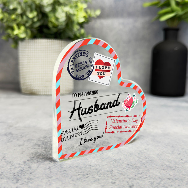 Valentine's Gift For Husband Love Envelopes Keepsake Side Heart Ornament Plaque