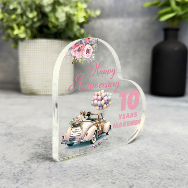 10th Wedding Anniversary Gift Romantic Car Keepsake Side Heart Ornament Plaque