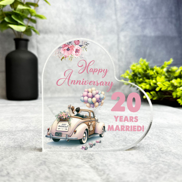20th Wedding Anniversary Gift Romantic Car Keepsake Side Heart Ornament Plaque
