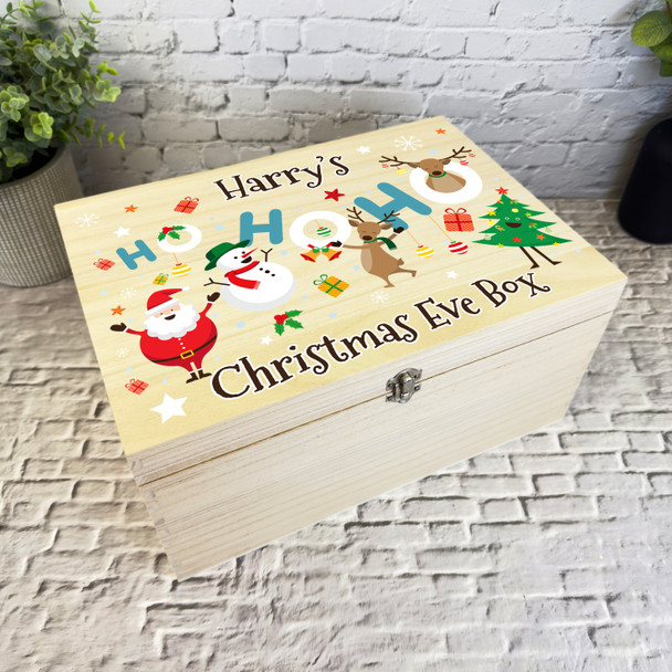 Ho Ho Ho Wooden Personalised Children's Christmas Eve Box