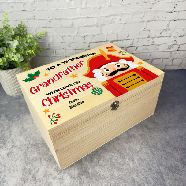 Wood Personalised Christmas Hamper Gift Box Grandfather Light Skin Nutcracker