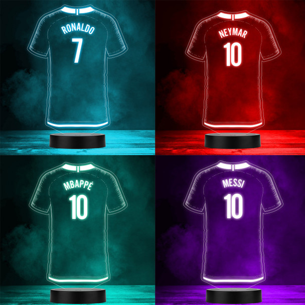 Any Player Any Team Football Club Sports Fan T-Shirt Personalised LED Colour Night Light Custom Football Gift