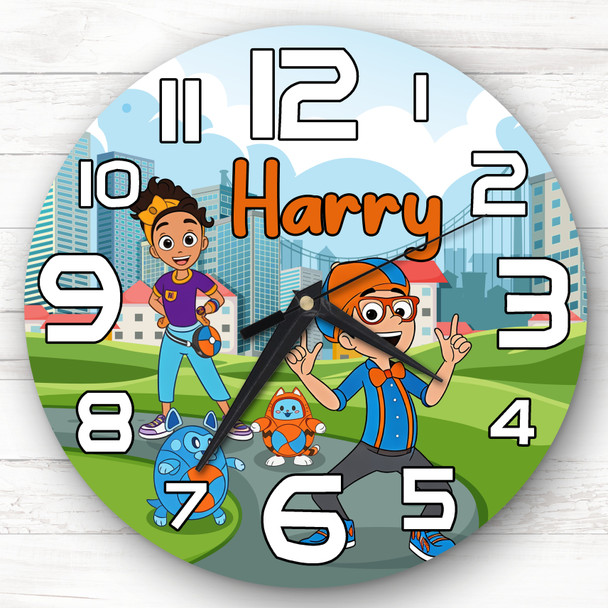 Blippi Meekah Personalised Gift For Kid's Bedroom Clock
