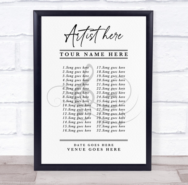 Concert Setlist Poster Print Canvas Vintage - Any Artist, Date, Gig, Venue