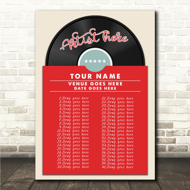 Concert Setlist Poster Print Canvas Vintage Vinyl - Any Artist, Date, Gig, Venue