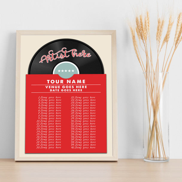 Concert Setlist Poster Print Canvas Vintage Vinyl - Any Artist, Date, Gig, Venue