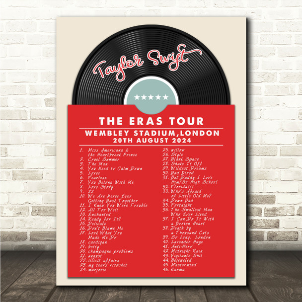 Concert Setlist Poster Print Canvas Vintage Vinyl - Any Artist, Date, Gig, Venue