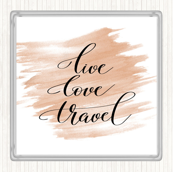 Watercolour Live Love Travel Quote Coaster