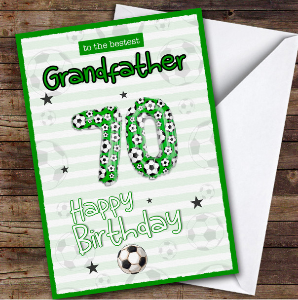 Personalised Grandfather 70th Birthday Card Football Patterned Foil Balloon