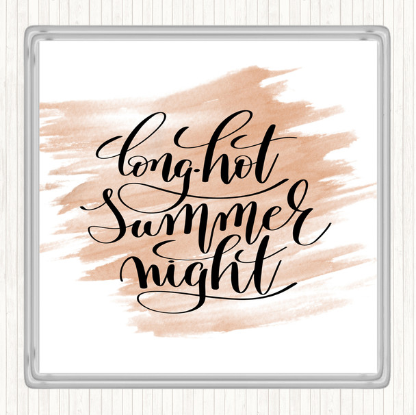 Watercolour Long Hot Summer Night Quote Coaster