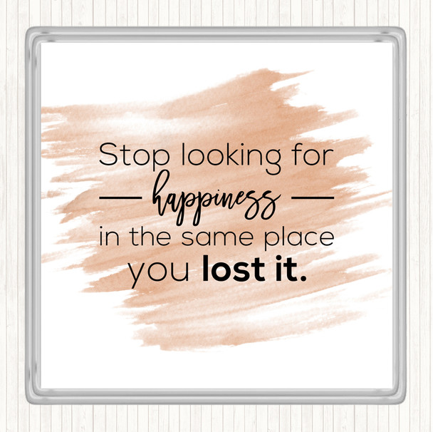 Watercolour Looking For Happiness Quote Coaster