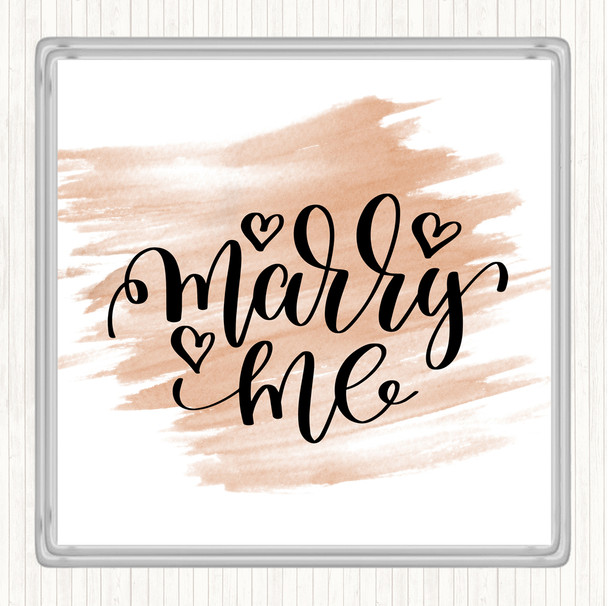 Watercolour Marry Me Quote Coaster