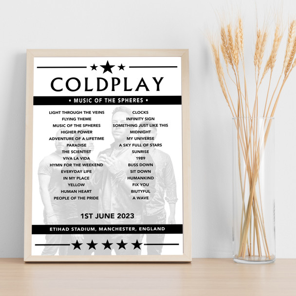 Coldplay - Concert Setlist Poster Print Canvas - Etihad Stadium, Manchester, England - June 1st 2023