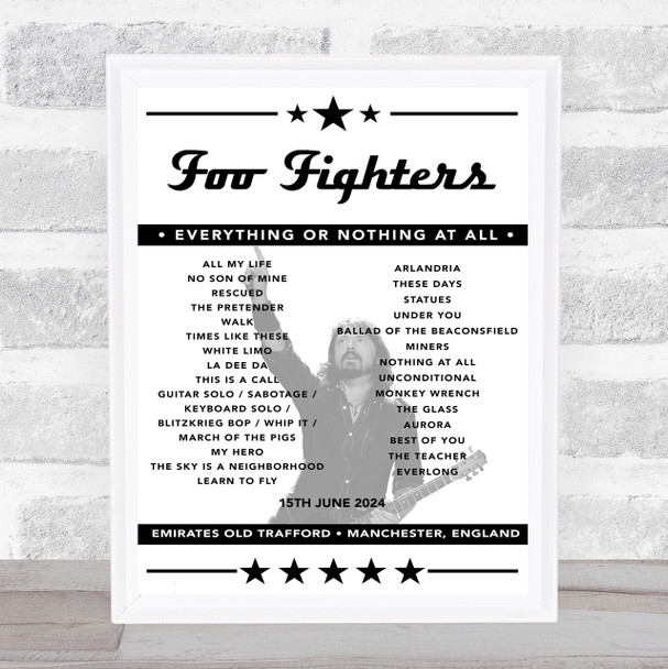 Foo Fighters - Concert Setlist Poster Print Canvas - Emirates Old Trafford, Manchester, England - June 15th 2024