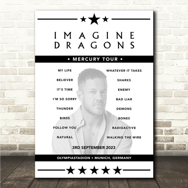 Imagine Dragons - Concert Setlist Poster Print Canvas - Olympiastadion, Munich, Germany - September 3rd 2023 Imagine Dragons - Concert Setlist Poster Print Canvas - Olympiastadion, Munich, Germany - September 3rd 2023