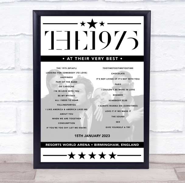 The 1975 - Concert Setlist Poster Print Canvas - Resorts World Arena, Birmingham, England - January 15th 2023