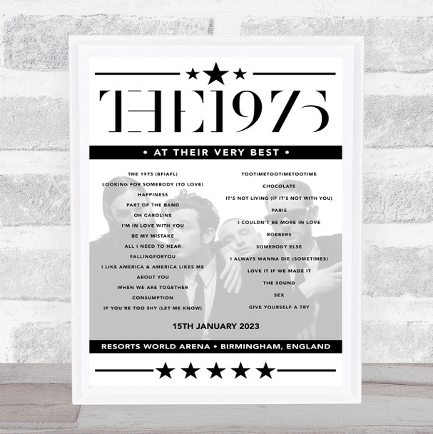 The 1975 - Concert Setlist Poster Print Canvas - Resorts World Arena, Birmingham, England - January 15th 2023