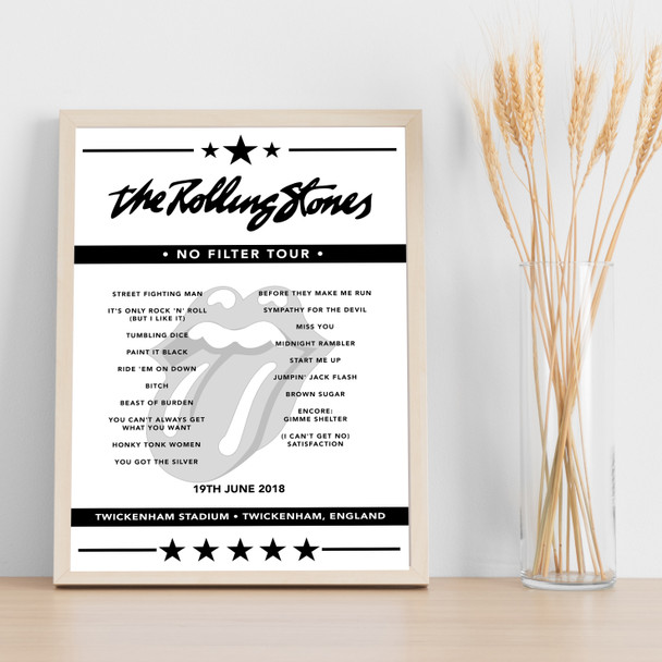 The Rolling Stones - Concert Setlist Poster Print Canvas - Twickenham Stadium, Twickenham, England - June 19th 2018