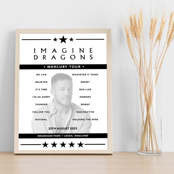Imagine Dragons Concert Setlist Poster Print Canvas - Any Date, Gig, Venue