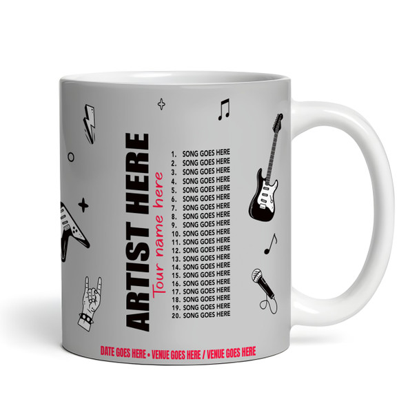 Grey Photo Concert Setlist Mug - Any Artist, Gig Date Venue Grey Photo Concert Setlist Mug - Any Artist, Gig Date Venue