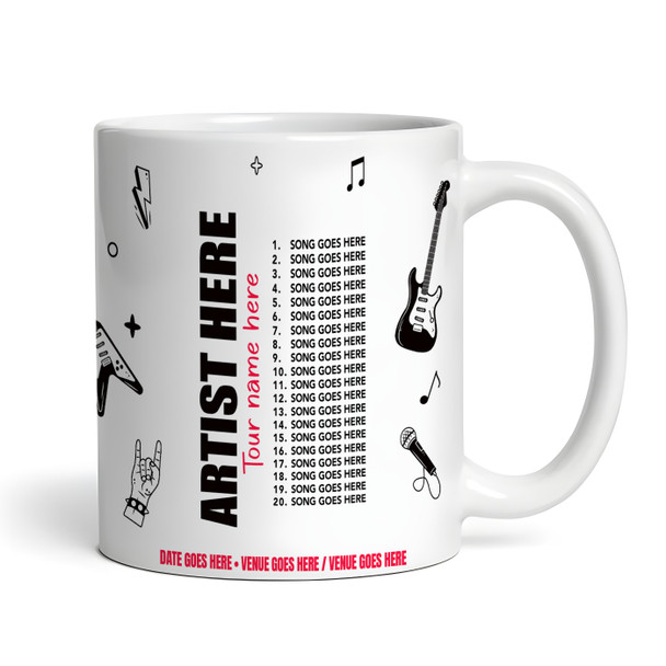 Music Photo Concert Setlist Mug - Any Artist, Gig Date Venue Music Photo Concert Setlist Mug - Any Artist, Gig Date Venue