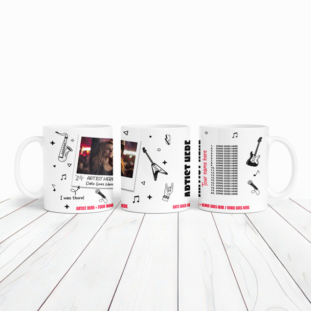 Music Photo Concert Setlist Mug - Any Artist, Gig Date Venue Music Photo Concert Setlist Mug - Any Artist, Gig Date Venue