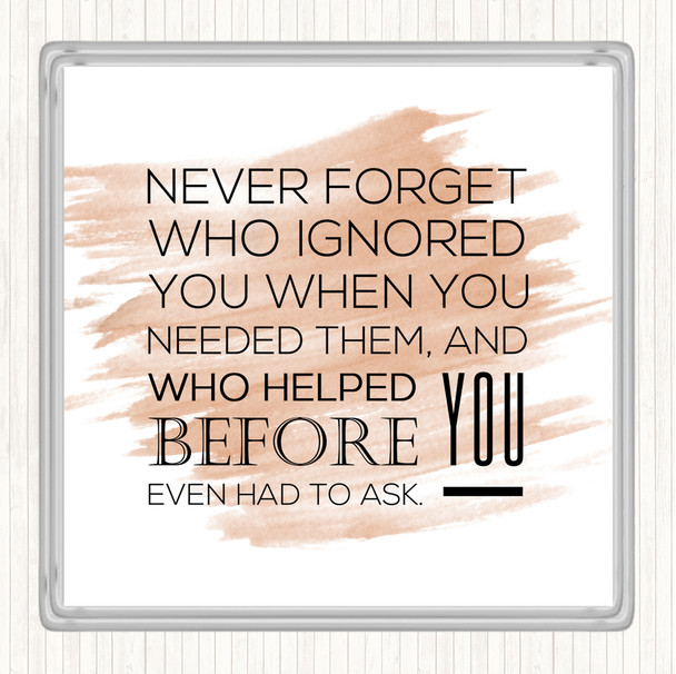 Watercolour Never Forget Quote Coaster