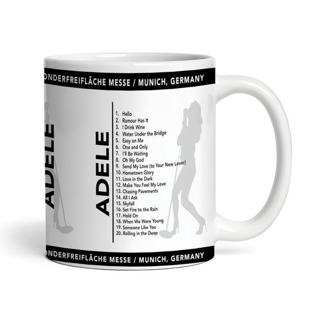 Black Female Adele Concert Setlist Gig Mug - Sonderfreifläche Messe, Munich, Germany 24th August 2024