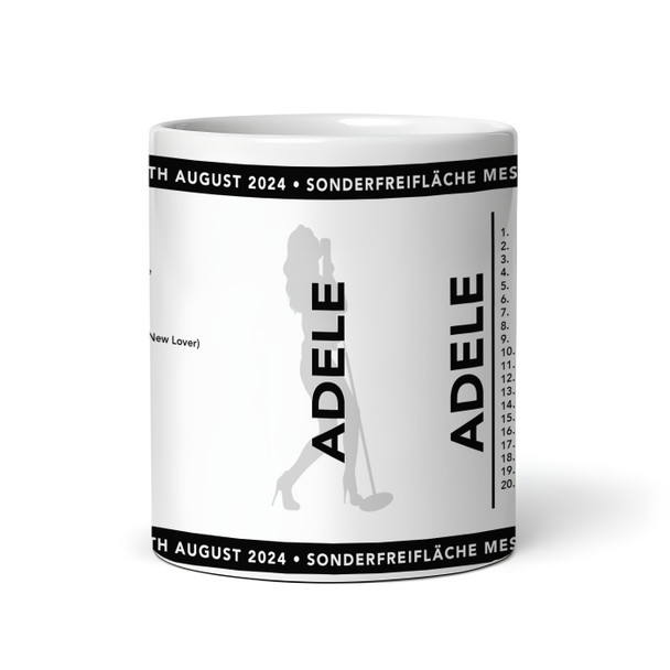 Black Female Adele Concert Setlist Gig Mug - Sonderfreifläche Messe, Munich, Germany 24th August 2024