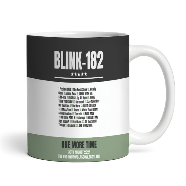 Black Green Blink-182 Concert Setlist Gig Mug - The OVO Hydro, Glasgow, Scotland 30th Aug 2024