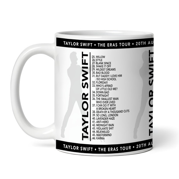 Black Male Taylor Swift Concert Setlist Gig Mug - Wembley Stadium, London, England, 20th Aug 2024