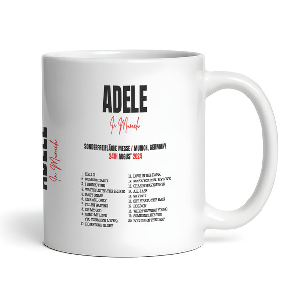 Black Red Adele Concert Setlist Gig Mug - Sonderfreifläche Messe, Munich, Germany 24th August 2024 Black Red Adele Concert Setlist Gig Mug - Sonderfreifläche Messe, Munich, Germany 24th August 2024