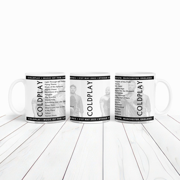 Coldplay Concert Setlist Gig Mug - Etihad Stadium, Manchester, England - May 31st 2023 Coldplay Concert Setlist Gig Mug - Etihad Stadium, Manchester, England - May 31st 2023