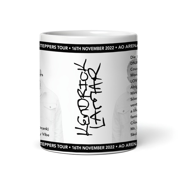 Kendrick Lamar Concert Setlist Gig Mug - AO Arena, Manchester, England - 16th November 2022 Kendrick Lamar Concert Setlist Gig Mug - AO Arena, Manchester, England - 16th November 2022