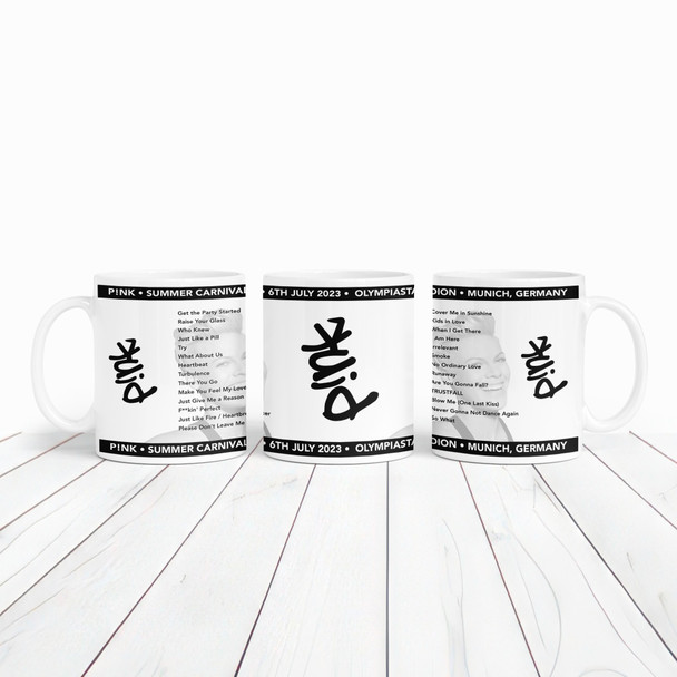 P!nk Concert Setlist Gig Mug - Olympiastadion, Munich, Germany - July 6th 2023