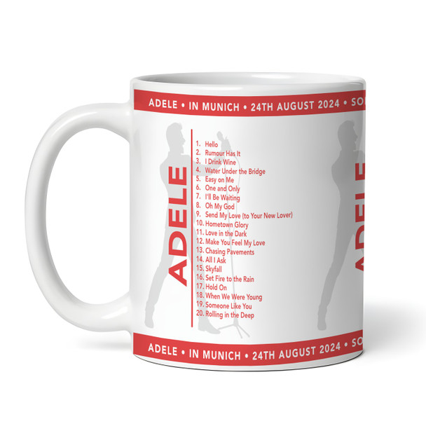 Red Male Adele Concert Setlist Gig Mug - Sonderfreifläche Messe, Munich, Germany 24th August 2024