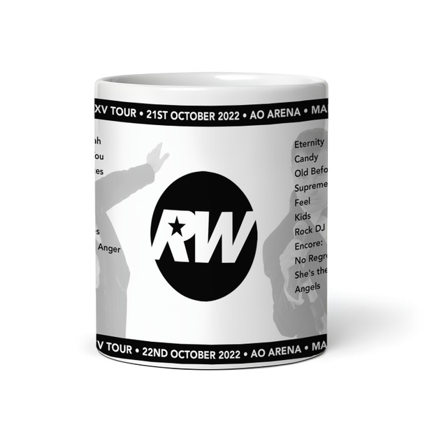Robbie Williams Concert Setlist Gig Mug - AO Arena, Manchester, England - 22nd October 2022