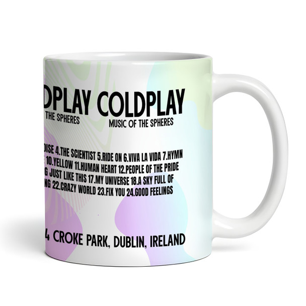 Watercolour Paint Coldplay Concert Setlist Gig Mug - Croke Park, Dublin, Ireland 2nd Sept 2024