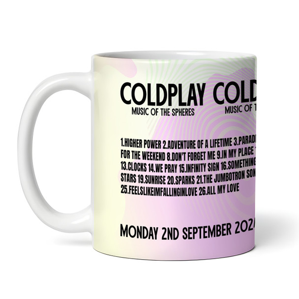 Watercolour Paint Coldplay Concert Setlist Gig Mug - Croke Park, Dublin, Ireland 2nd Sept 2024