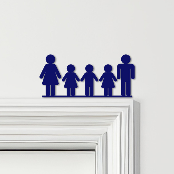 Door Topper Family Of 4, 2 Girls 1 Boy Various Colours Decorative Sign
